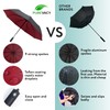 PUREVACY Windproof Travel Umbrella. Red Black Double-Layered Teflon Coated Umbrellas
