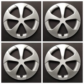 New Wheel Covers Hubcaps Fits 2012-2015 Toyota Prius; 15 Inch; 5 Spoke; Silver Color; Plastic; Standard Leg (4-Pieces)