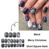 Christmas Press on Nails Short Square Fake Nails With Snowflake