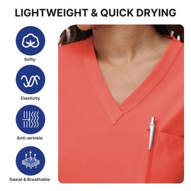 Mizzuco Scrubs Set for Women Nurse Uniform V-Neck Top and Drawstring Jogger Pants with Multi Pocket Nurse Workwear