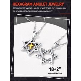 FaithHeart Silver David Star with Cross Necklace Sterling Silver Women Jewish Jewelry Christ Protective Amulet Charms