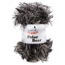 Polar Bear Fringe Knitting Yarn, 100% Polyamide, Choice of Colours, Colour: Black/Cream