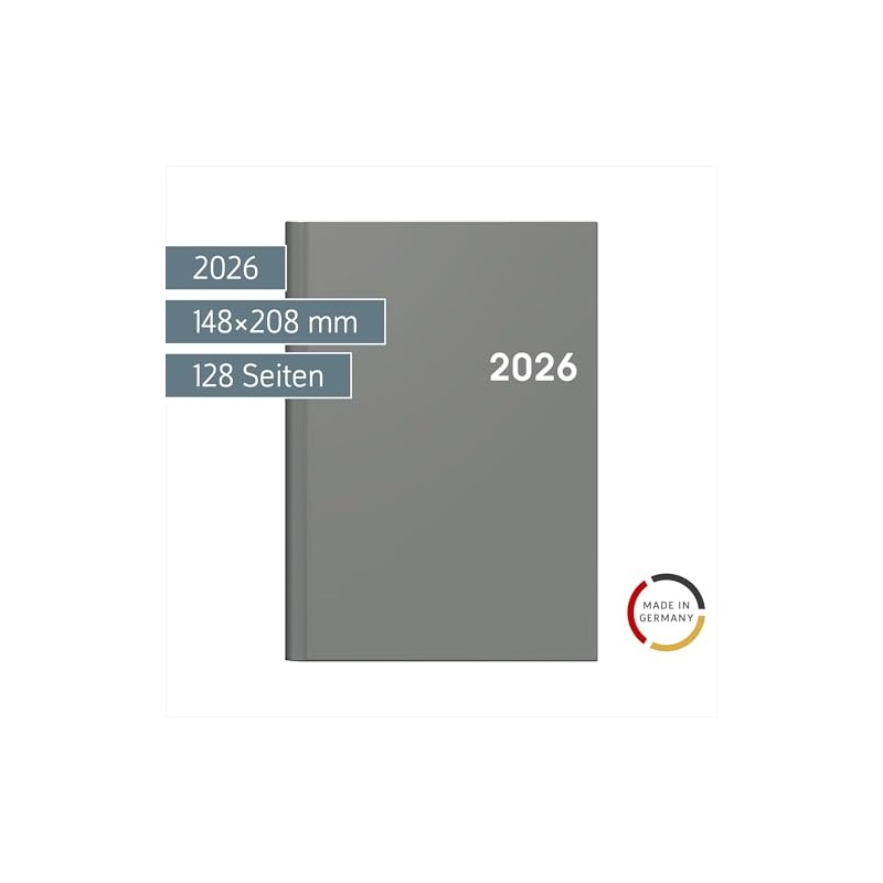 BRUNNEN Buchkalender Mod. 796 2026 | A5, Kunststoff, grau