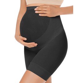 KIM S Maternity Shapewear for Dresses Summer Plus Size Maternity Clothes Maternity Dress for Baby Shower Panties Maternity Dress for Photoshoot Pregnancy Support Biker Shorts (Black XL)