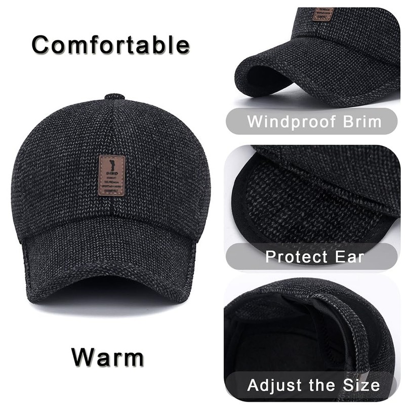 Winter for Men Outdoor Hat, Adjustable Warm Sport Golf Baseball