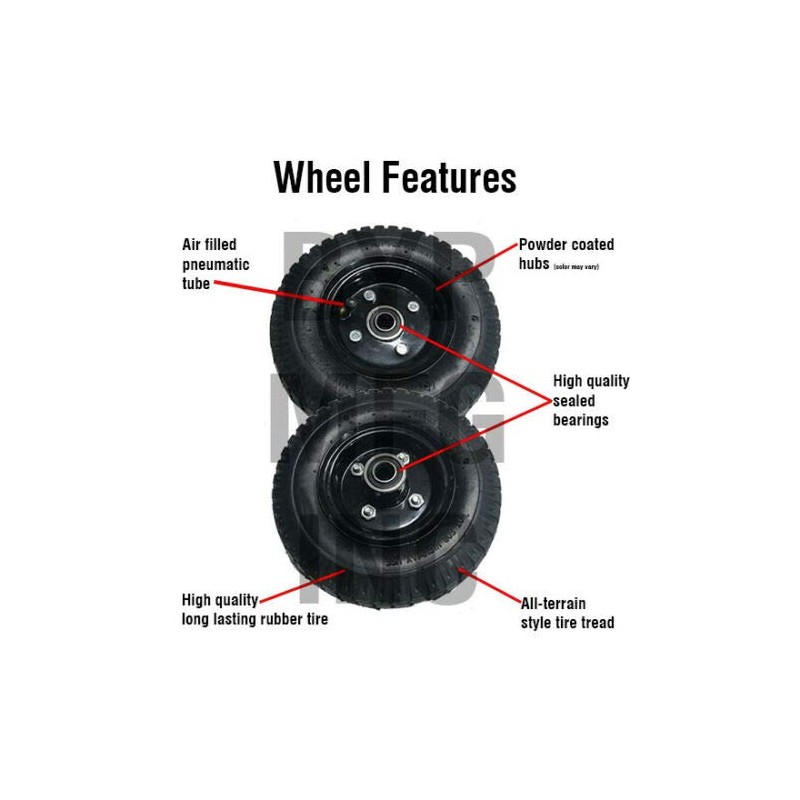 4 Pack - 8" Black Rim Pneumatic Tire/Wheel for Training