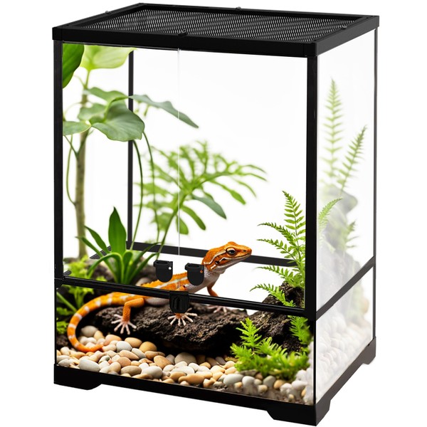 NEPTONION 32 Gallon Professional Glass Terrarium 18"x18"x24" Durable Reptile Habitat