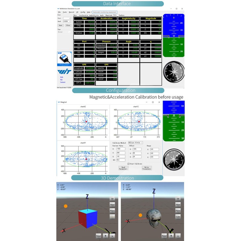 [Bluetooth Accelerometer+Inclinometer] BWT901CL MPU9250 High-Precision 9-axis Gyroscope+Angle(XY 0.05° Accuracy)+Magnetometer with