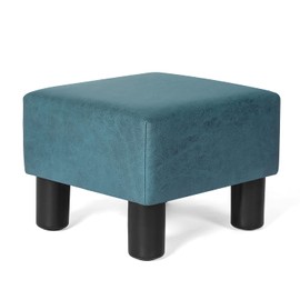 Joveco Small Foot Stool Ottoman, Square Foot Rest Footstool with Non-Skid Legs, Sofa Footrest Extra Seating for Living Room, Desk, Entryway Office, Suede Blue