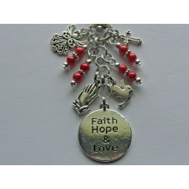 Handmade FAITH HOPE LOVE PRAYING HANDS ANGEL DOVE KEY CHAIN PURSE CLIP BAG CHARM FOB