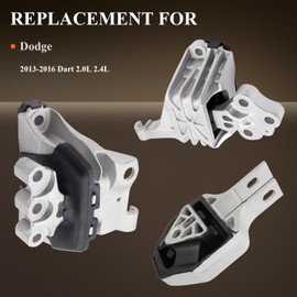 Engine Motor Mount & Trans Mount Replacement for 2013 2014 2015 2016 Dodge Dart 2.0L 2.4L, Engine Mount Set of 3 Replaces OE# 3364 A5674 GP3364 EM4239 3338 A5690 GP3338 EM4203 3385 A5822 GP3385 EM4240