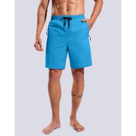 G Gradual Mens Swim Trunks with Compression Liner 7" Quick Dry Board Shorts Swimsuit Bathing Suit for Men with Zipper Pockets(Blue,S)