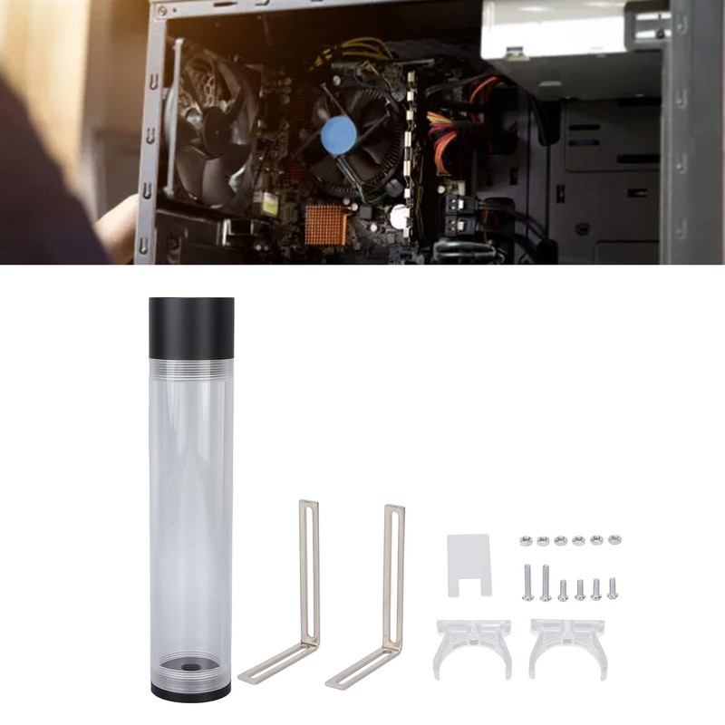 240mm Reservoir Water Cooling Cylindrical 4 Holes G1/4 Thread Acrylic