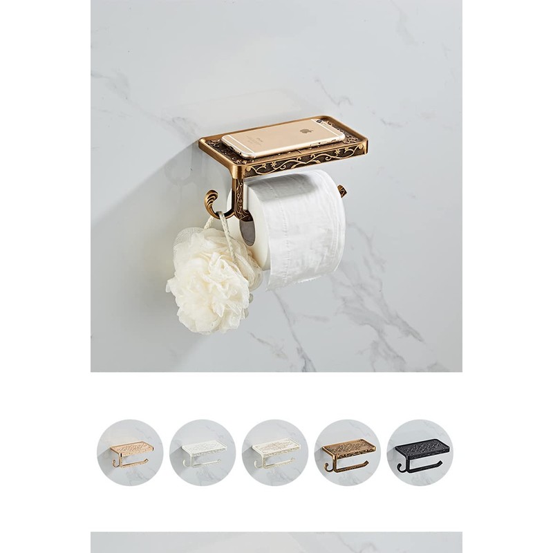 Vintage Paper Towel Holder with Cellphone Shelf for Bathroom, Wall
