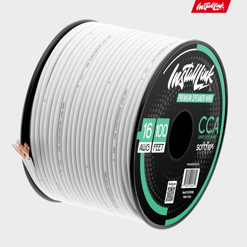 Install Link 16 Gauge Speaker Wire (White) for Car, Home