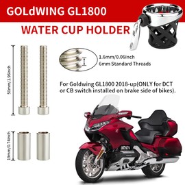 Goldwing GL1800 Motorcycle Handlebar Cup Holder Water Bottle Drink Holder Compatible with Honda Gold Wing GL 1800 Trike 2001-2021 F6B 2013-2021 (B-Chrome H-4.1inch)