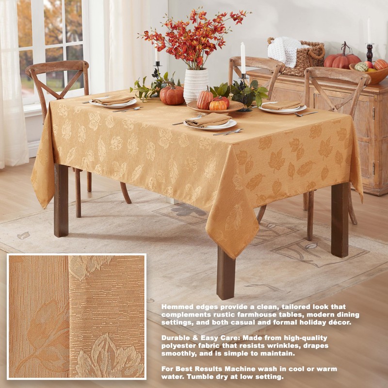 Newbridge Gold Tremont Leaf Damask Christmas Fabric Napkins, Set of