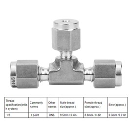 Quick Connect Air Hose Fittings, Compression Ferrule Connector Air Tool Fittings Equal Diameter Tee 316 Stainless Steel Die Forging SS ‑ 600 ‑ 3 (Ф1/8)
