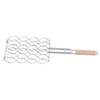 Corn Grilling Basket Stainless Steel Beech Wood Handle Even Heat
