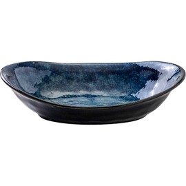Marusankondo Mino Ware Fave 240 Deep Plate, Navy, Deep Plate