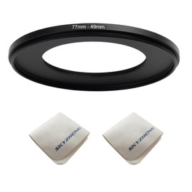 77mm Lens to 49mm Camera Lens Adapter 77mm to 49mm Step Down Ring Adapter Ring for All Brands of UV ND CPL, with Premium Lens Wiping Cloth 2 Pack (77mm-49mm)