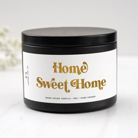 Home Sweet Home Scented Candle, 14 oz, Warm Sugar Vanilla, White Frosted Jar, 100% Soy Wax (Small 8oz, Home Sweet Home)