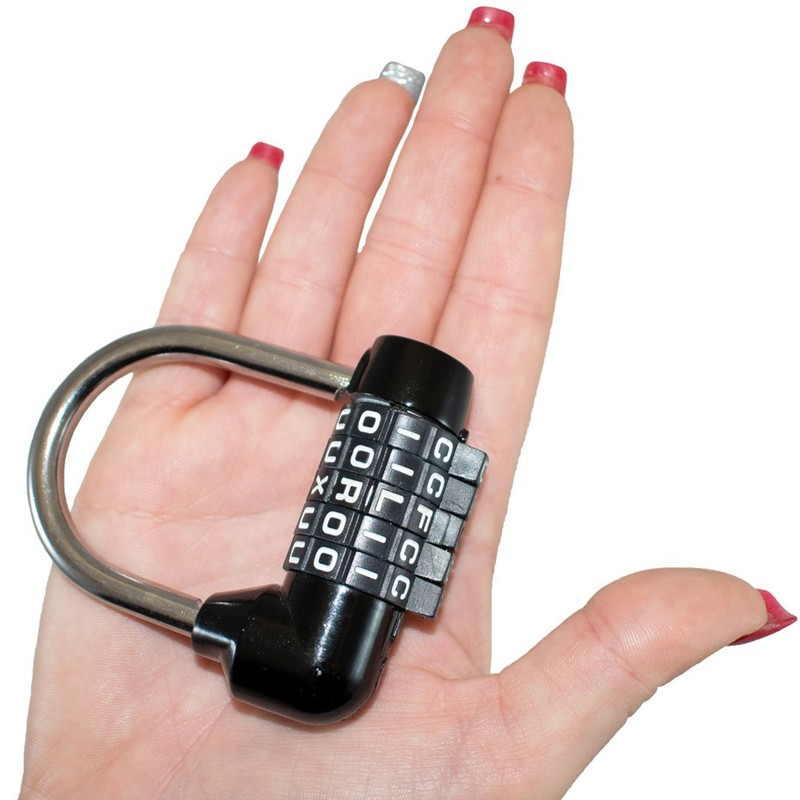 TRIXES 5 Letter Combination Padlock Black for Suitcases, Make-Up Pull