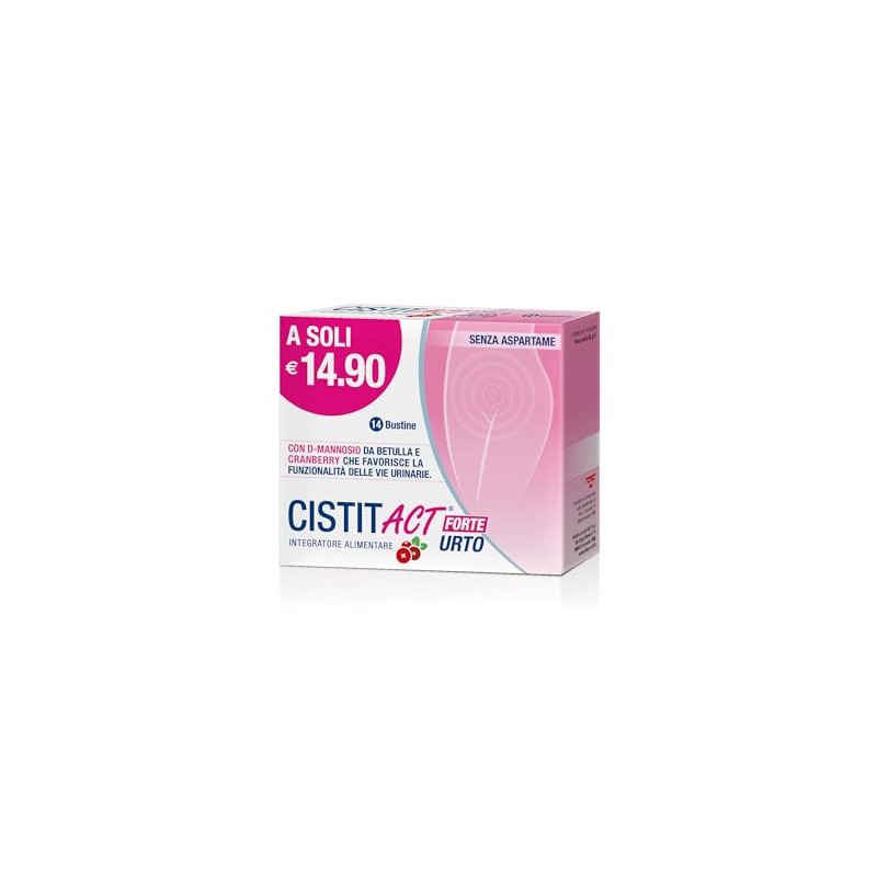 Cistit Act Forte Urto, Integratore Alimentare per Vie Urinarie, 14