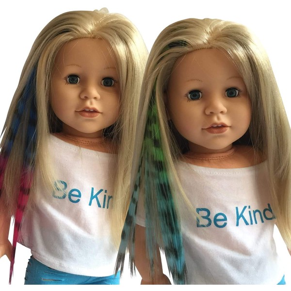 The New York Doll Collection Hair Clip Extensions for 18 Inches / 46 cm Dolls - Doll Wigs Piece - Zebra Print Blue/Pink & Green/Blue - for Girls Doll Accessories