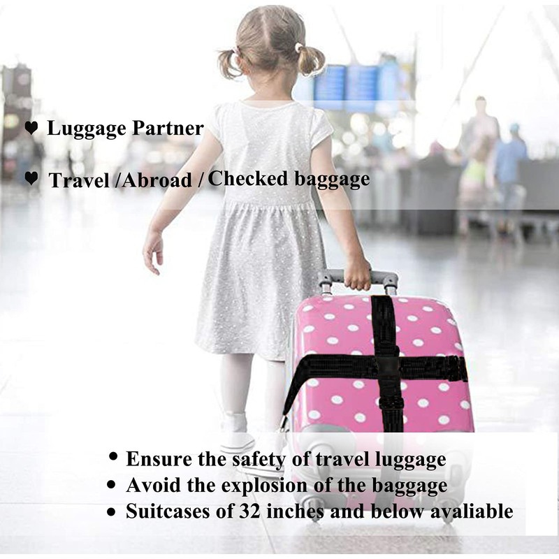 2 Pack Suitcase Belts, Adjustable Luggage Straps, Bright Colors Travel