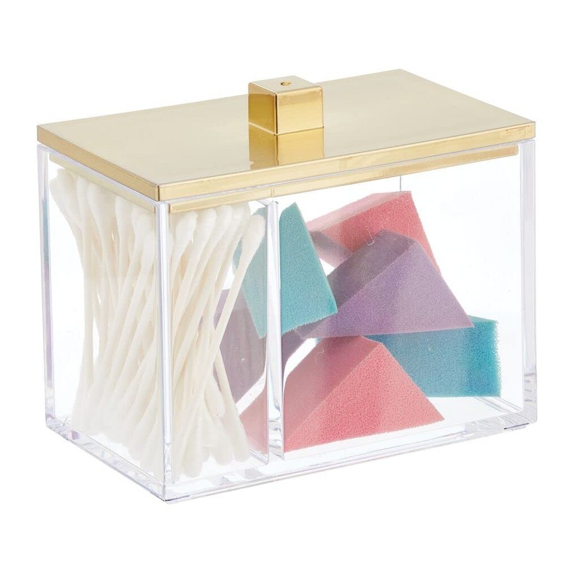 mDesign Modern Square Bathroom Vanity Countertop Storage Organizer Canister Jar