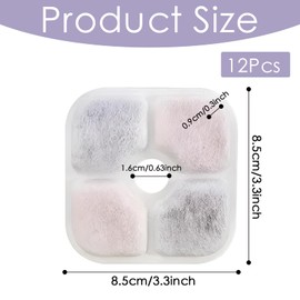 12 Pack Cat Water Fountain Filters, Triple Action Water Filte Cat Fountain Filters, Cat Fountain Filter Sponge, Pet Fountain Filter Replacement Compatible with 2L/2.5L Cat Drinking Fountain