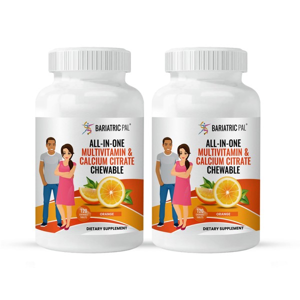 BariatricPal "All-in-ONE Chewable Multivitamin with Calcium Citrate & Iron - Orange (60-Day Supply)