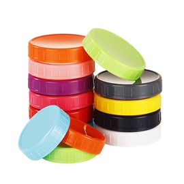 12PCS Colored Regular Mouth Plastic Mason Jar Lids with Airtight Ring for Regular Mouth Ball Mason/Canning Jars (Fit for 7cm/2.75inch Outter Diameter Mason Mouth)