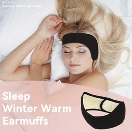 Agatige Sleep Ear Muffs, Soundproof Sleep Earmuff Headband Sleeping Noise Cancelling Ear Wrap Muffs Winter Women Sleep Mask for Men Women (Black)
