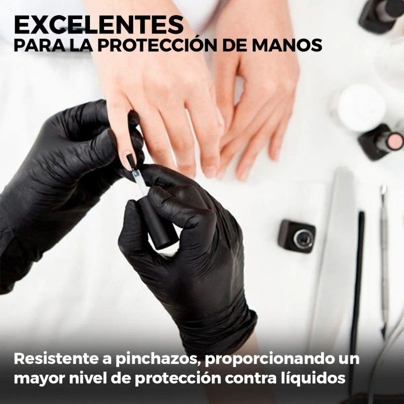 Guantes De Nitrilo Libre De Latex Sin Polvo Azul Negro