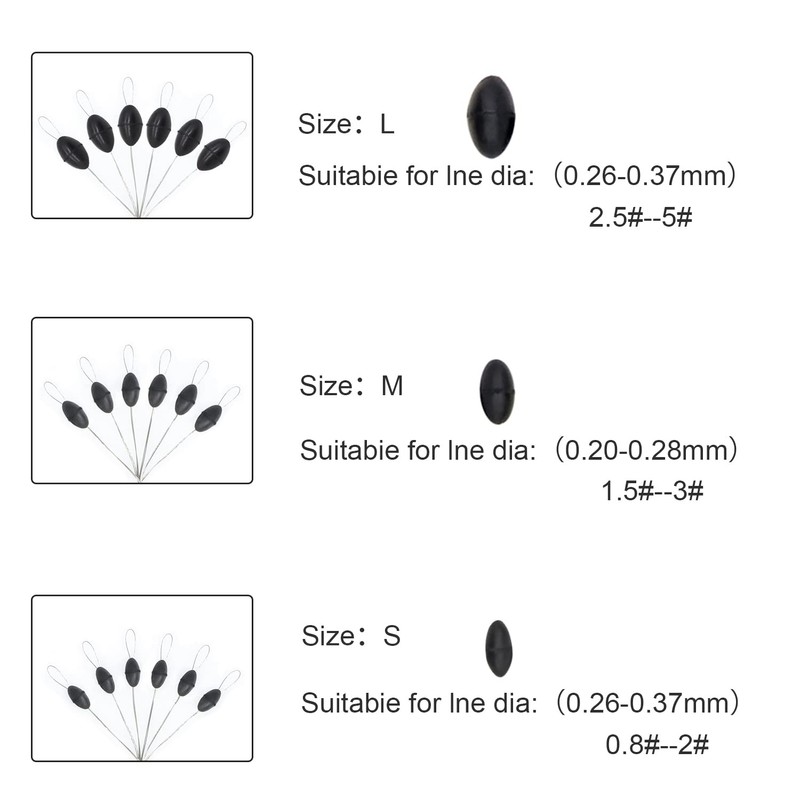 LadFath 720pcs Fishing Rubber Bobber Stoppers, 6 in 1 Bobber