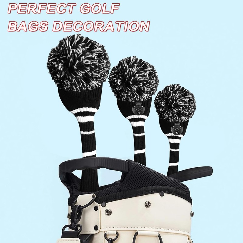 Golf Headcovers with Pom Pom for 1 3 5 Driver