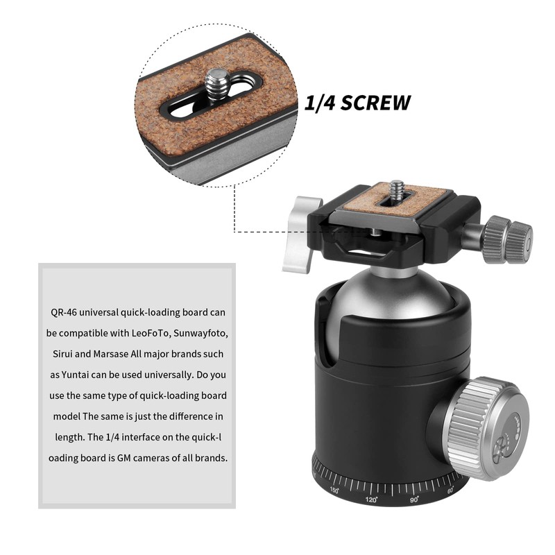 FOTOBETTER Arca-Swiss Tripod Ball Head Camera Quick Release Plate 46mm