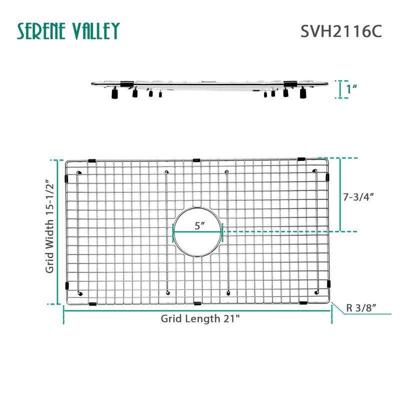 Serene Valley Sink Bottom Grid 21" X 15-1/2", Centered Drain