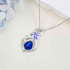 ONEFINITY Morning Glory Necklace Infinity Birthstone Necklace 925 Sterling Silver Crystal Pendant Birth Flower Jewelry for Women