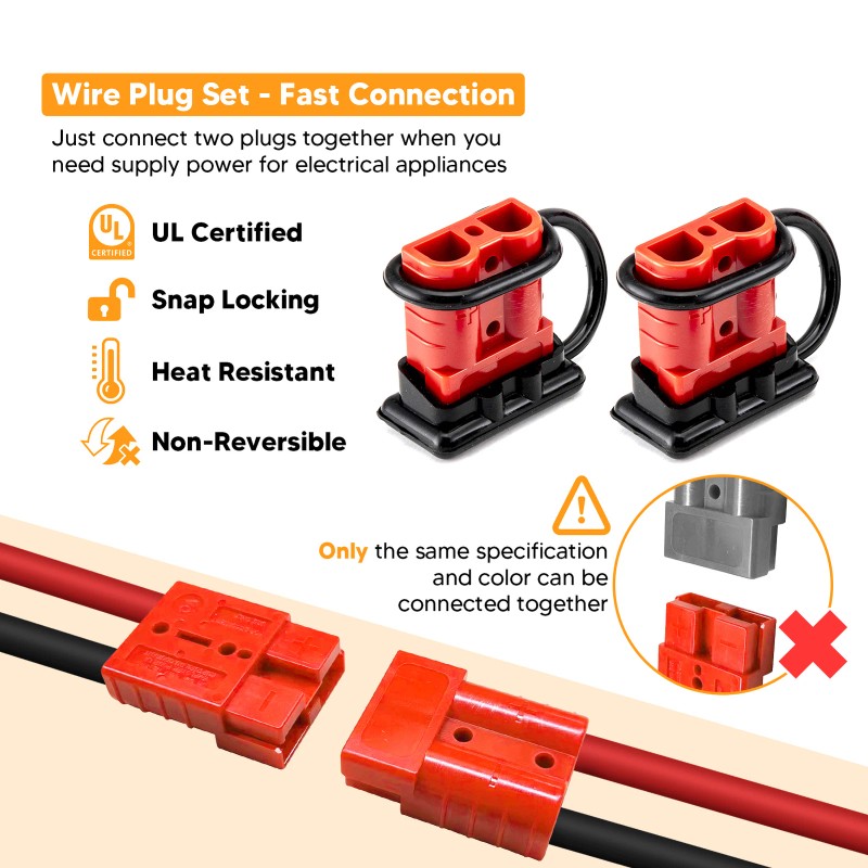 WSAYS 50A Car Battery Trailer Quick Connector Plug Kit Connect