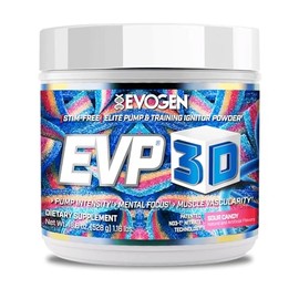 Evogen EVP 3D - Preentrenamiento en polvo sin estimulantes para hombres y mujeres | Preentrenamiento sin azúcar ni estimulantes con beta-alanina y creatina para mayor energía y congestión | Caramelo á