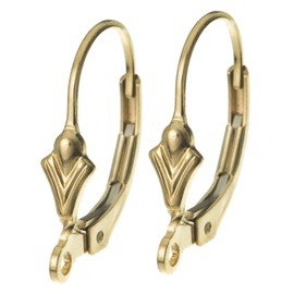 2 pcs 14k Gold Filled Fleur De Lis Ear Wire Leverback Earwire Lever Back Clip Earring Connector with Closed Ring