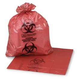 McKesson Infectious Waste Bag, Biohazard, Star Sealed Bottom, Red, 1.25 Mil, 7 to 10 gal, 24 in X 24 in, 250 Count