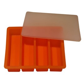 Silicone Standard Size Butter Mold Tray with Lid Buttermeister (Orange)