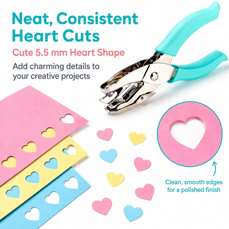 Heart Hole Punch for Paper Crafts – 5.5 mm Handheld