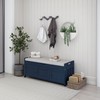 FRANSOUL Storage Bench with 3 Shutter-Shaped Doors, Shoe Removable Cushion