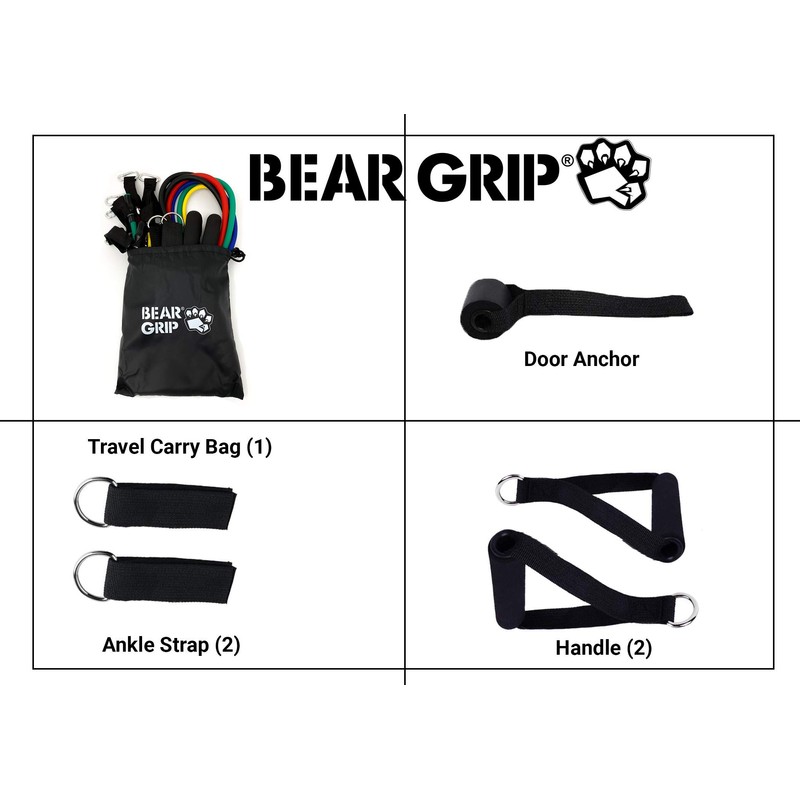 BEAR GRIP - 11 Pcs Resistance Bands Set, Home Workout
