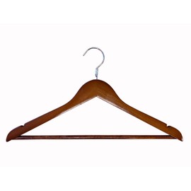 Proman Products Luxury Triad Kascade Wooden Hangers 50 Pack, Unique Triangle Ring Design, Space Saving Pants Clothes Hanger with Pants Bar and Shoulder Notches, Walnut
